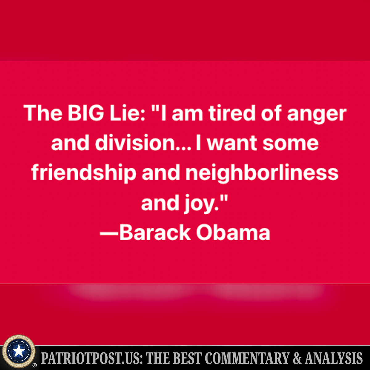 Obama on Division | The Patriot Post