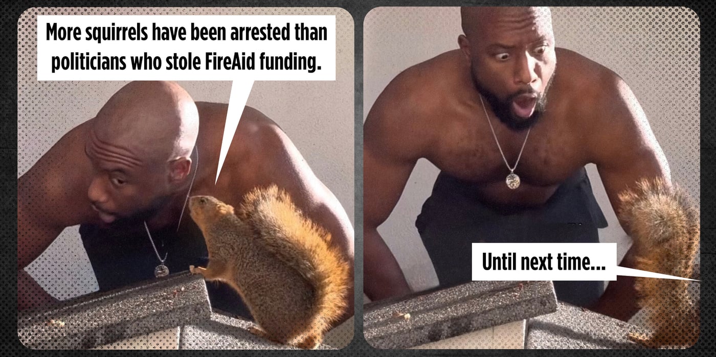 2025 7 29 squirrel arrested than fireaid politicians