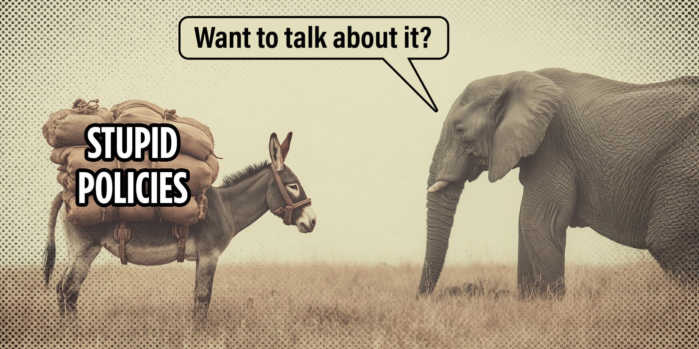 2025 10 23 donkey elephant stupid policy burden