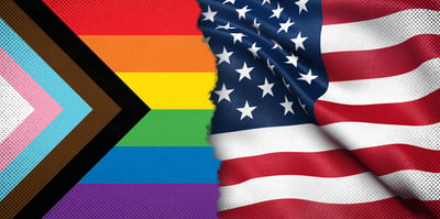 2024 6 14  rainbow gay pride flag vs us flag