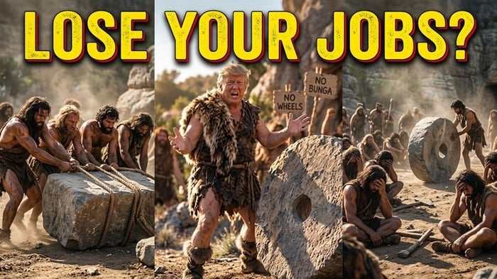 Cavemen Issue Dire Warning That the Wheel Is Going to Eliminate Countless Jobs